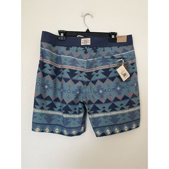 Faherty Good Feather 7-inch Boardshort - Six Rivers Turquoise NEW NWT - Picture 3 of 5